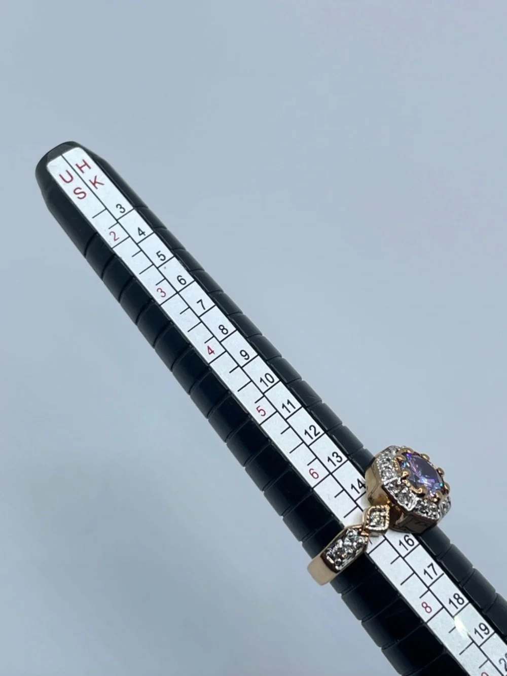 Swarovski Amethyst Purple Crystal Elements Halo Ring Gold Sz 7 Art Deco